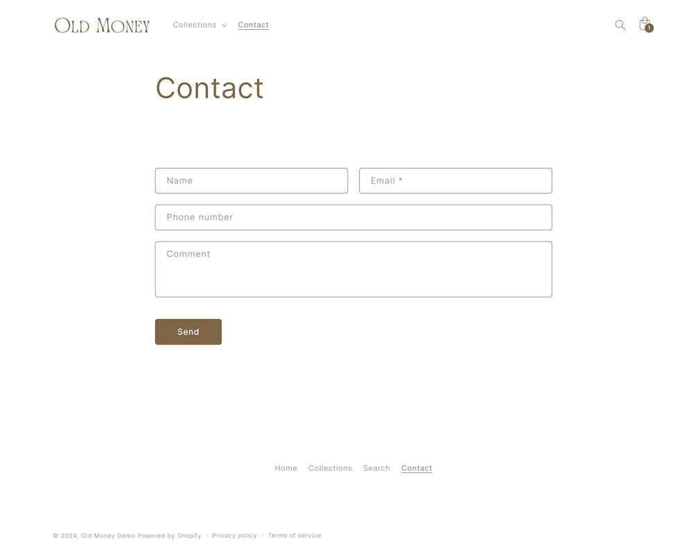 screenshot of the Contact Us Page of this demo website